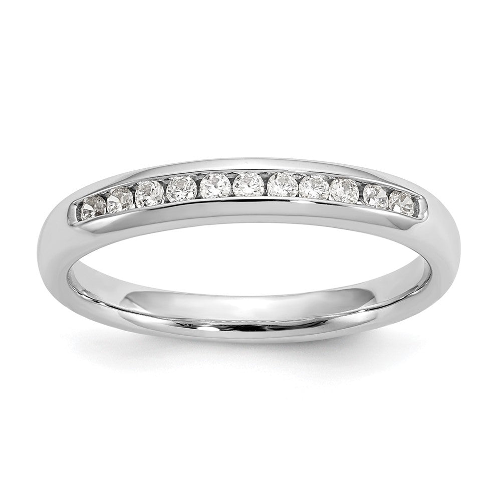 0.17ct. CZ Solid Real 14K White Gold 11-Stone Channel Wedding Band Ring