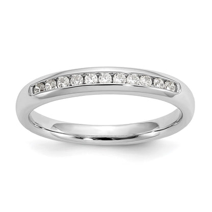 0.17ct. CZ Solid Real 14K White Gold 11-Stone Channel Wedding Band Ring