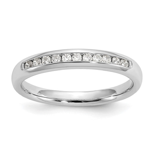 0.17ct. CZ Solid Real 14K White Gold 11-Stone Channel Wedding Band Ring