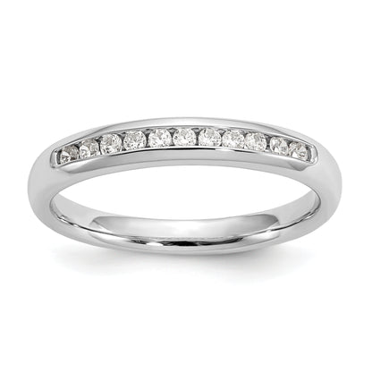 0.17ct. CZ Solid Real 14K White Gold 11-Stone Channel Wedding Band Ring