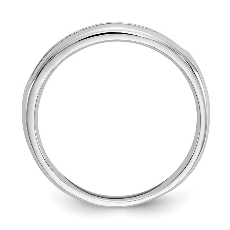 14K White Gold 11-Stone Real Diamond Channel Band