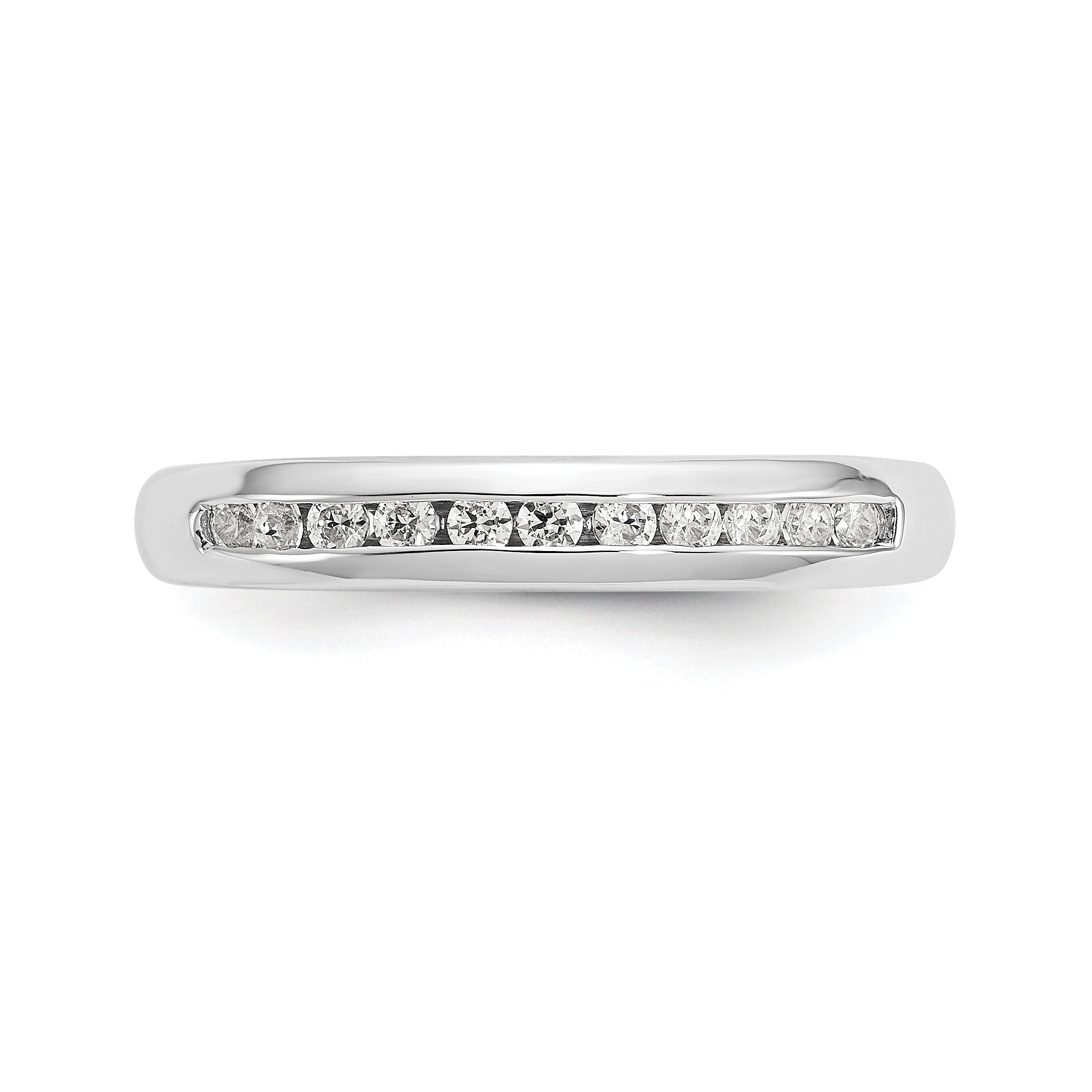 0.22ct. CZ Solid Real 14K White Gold 11-Stone Channel Wedding Band Ring
