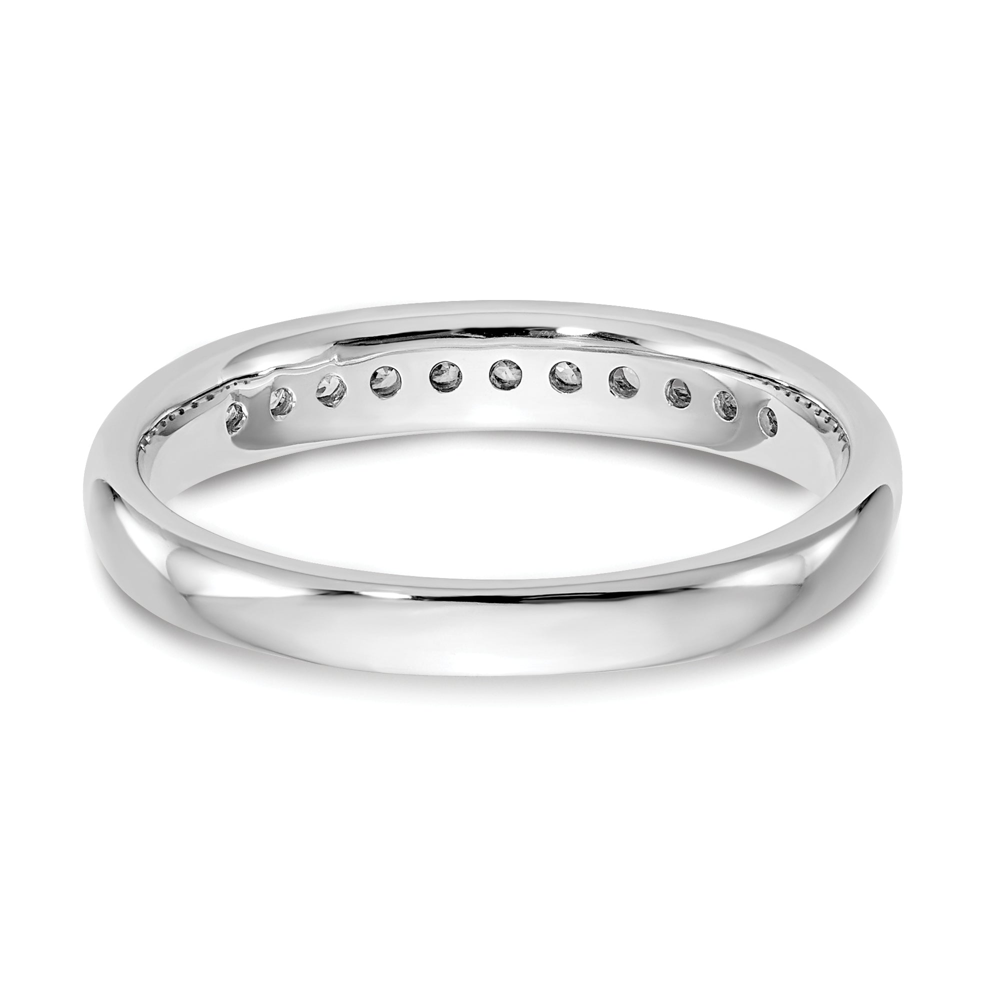 0.22ct. CZ Solid Real 14K White Gold 11-Stone Channel Wedding Band Ring