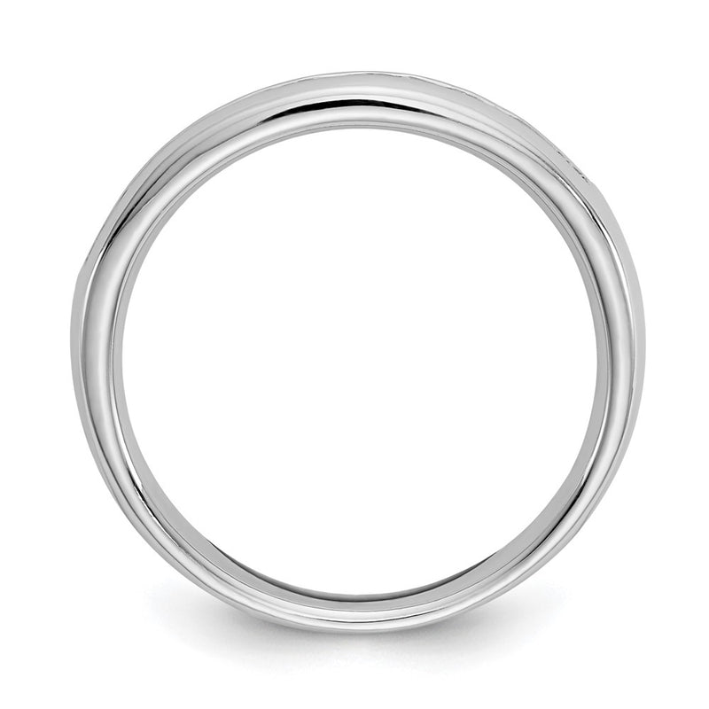14K White Gold 11-Stone Real Diamond Channel Band
