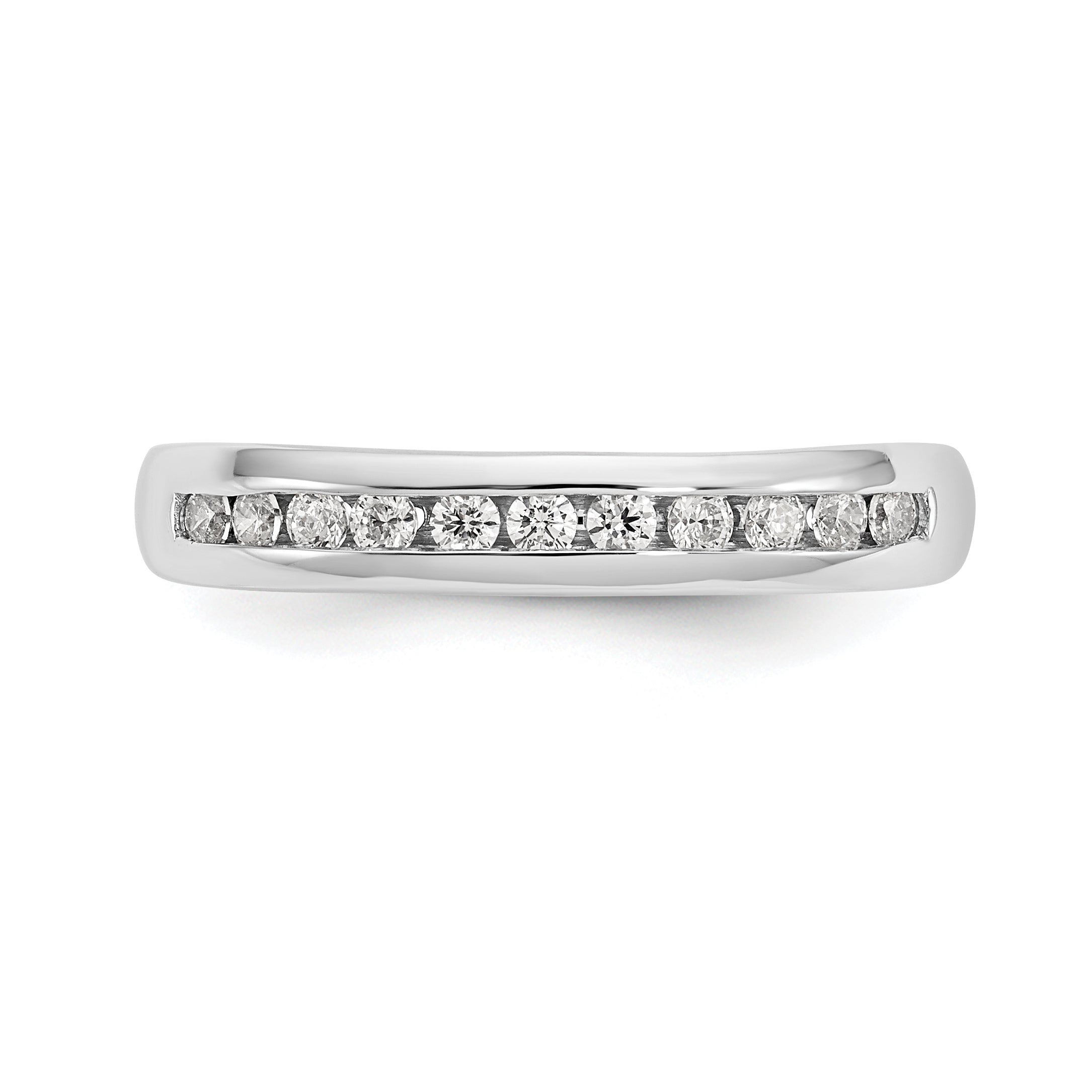 0.25ct. CZ Solid Real 14K White Gold 11-Stone Channel Wedding Band Ring