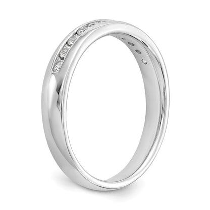 0.25ct. CZ Solid Real 14K White Gold 11-Stone Channel Wedding Band Ring
