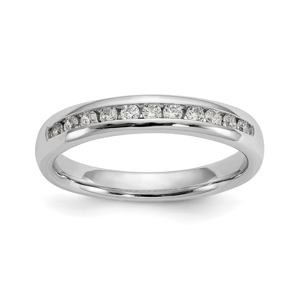 0.25ct. CZ Solid Real 14K White Gold 11-Stone Channel Wedding Band Ring