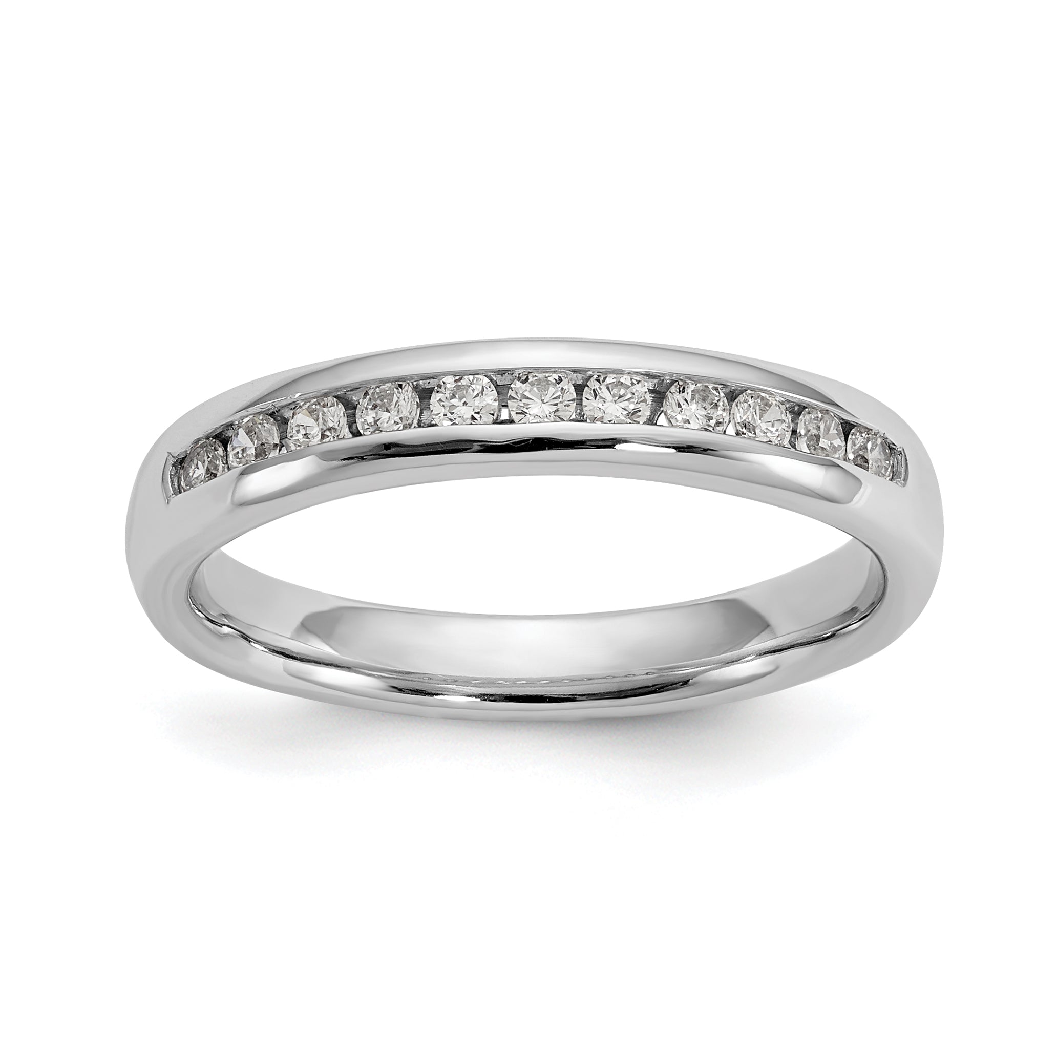 0.25ct. CZ Solid Real 14K White Gold 11-Stone Channel Wedding Band Ring