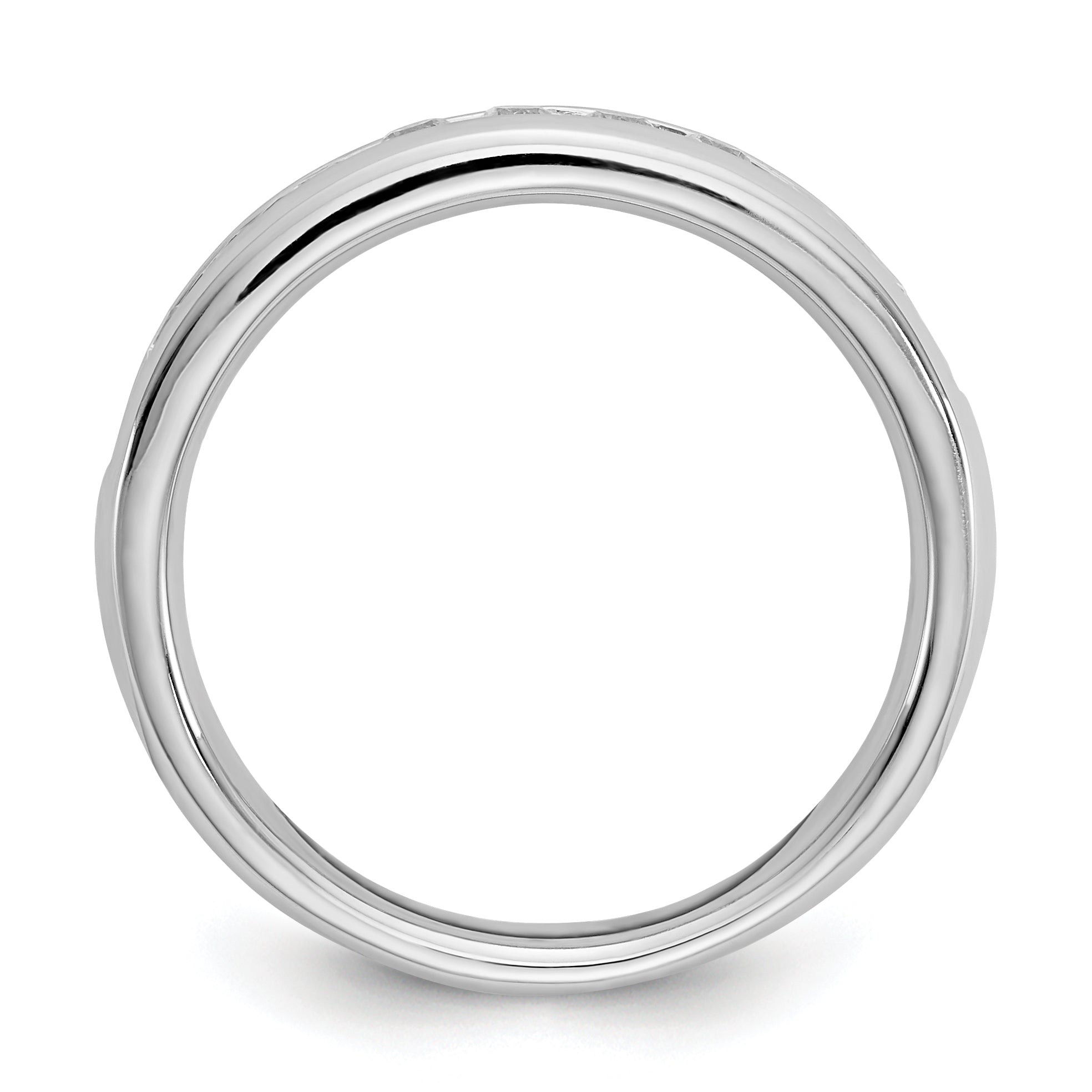 0.43ct. CZ Solid Real 14K White Gold 11-Stone Channel Wedding Band Ring