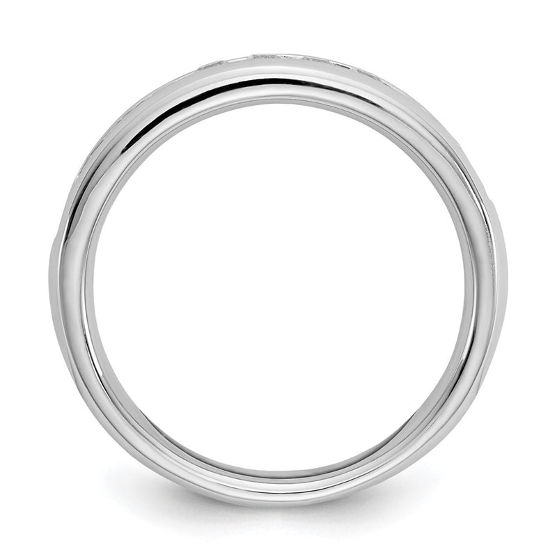 14K White Gold 11-Stone Real Diamond Channel Band