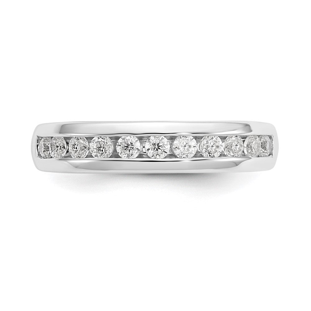 0.43ct. CZ Solid Real 14K White Gold 11-Stone Channel Wedding Band Ring