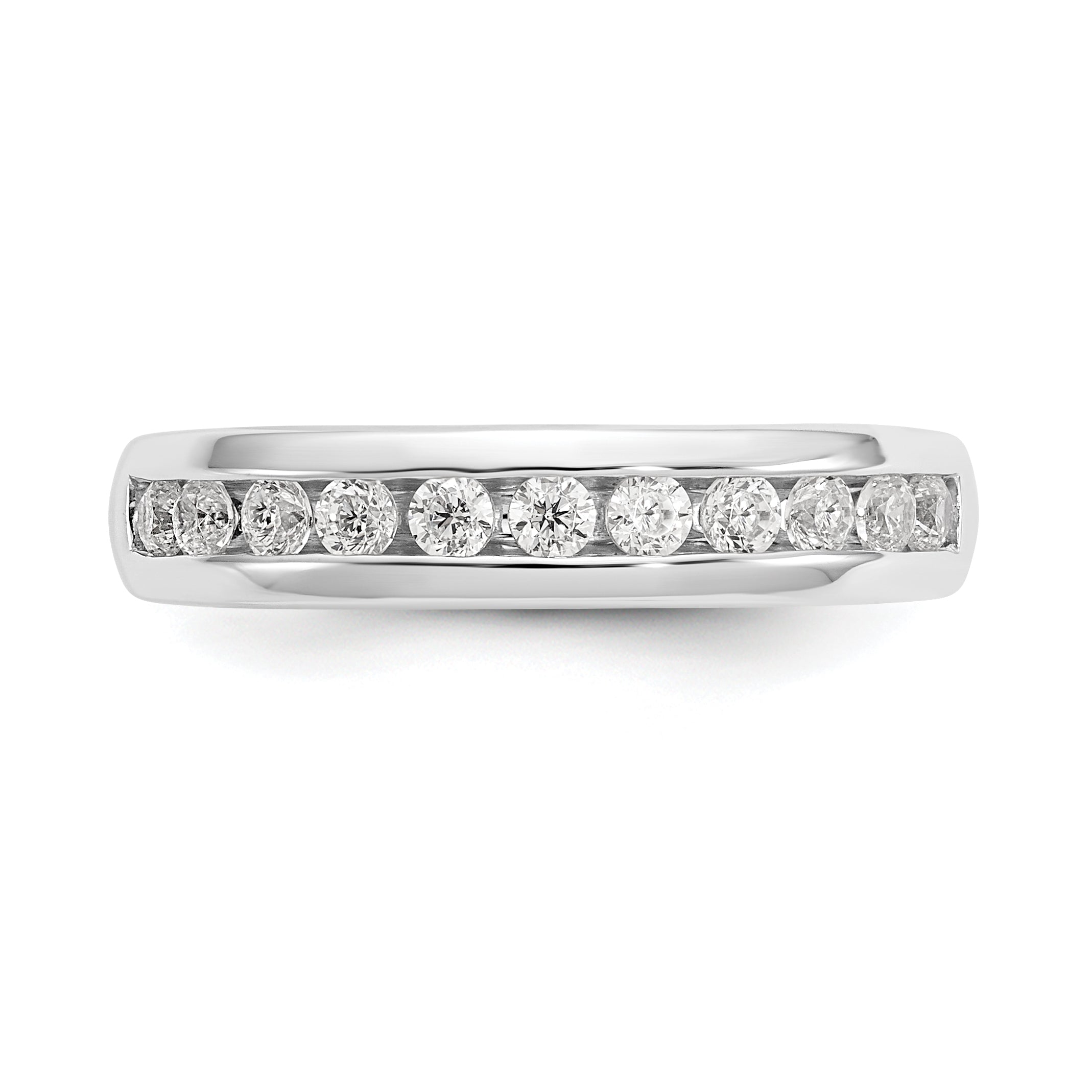 0.43ct. CZ Solid Real 14K White Gold 11-Stone Channel Wedding Band Ring