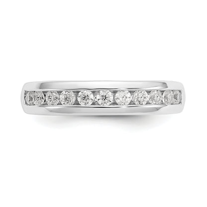 0.43ct. CZ Solid Real 14K White Gold 11-Stone Channel Wedding Band Ring
