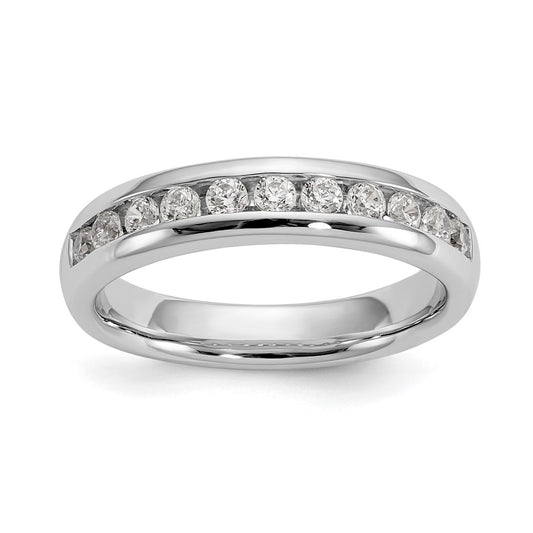 0.43ct. CZ Solid Real 14K White Gold 11-Stone Channel Wedding Band Ring