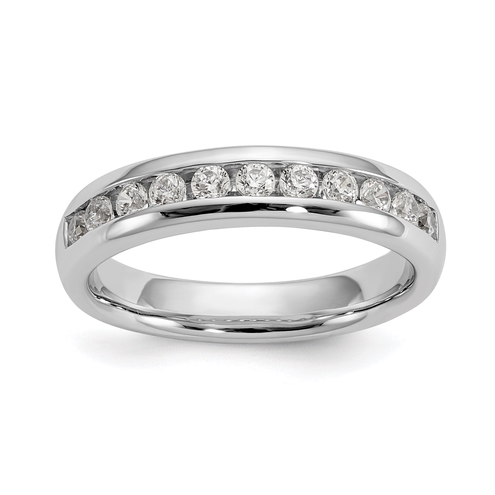 0.43ct. CZ Solid Real 14K White Gold 11-Stone Channel Wedding Band Ring