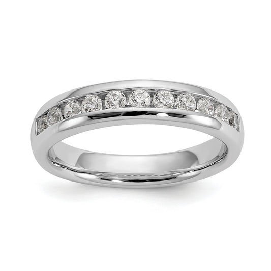 0.43ct. CZ Solid Real 14K White Gold 11-Stone Channel Wedding Band Ring