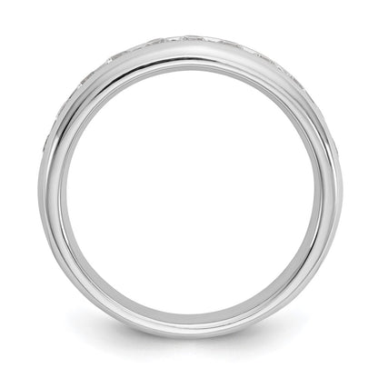 0.55ct. CZ Solid Real 14K White Gold 11-Stone Channel Wedding Band Ring