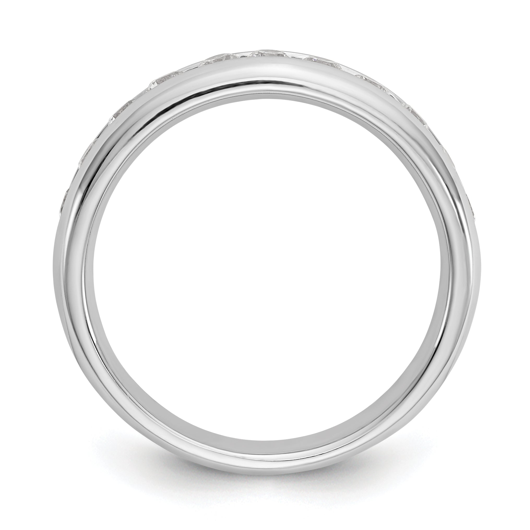 0.55ct. CZ Solid Real 14K White Gold 11-Stone Channel Wedding Band Ring