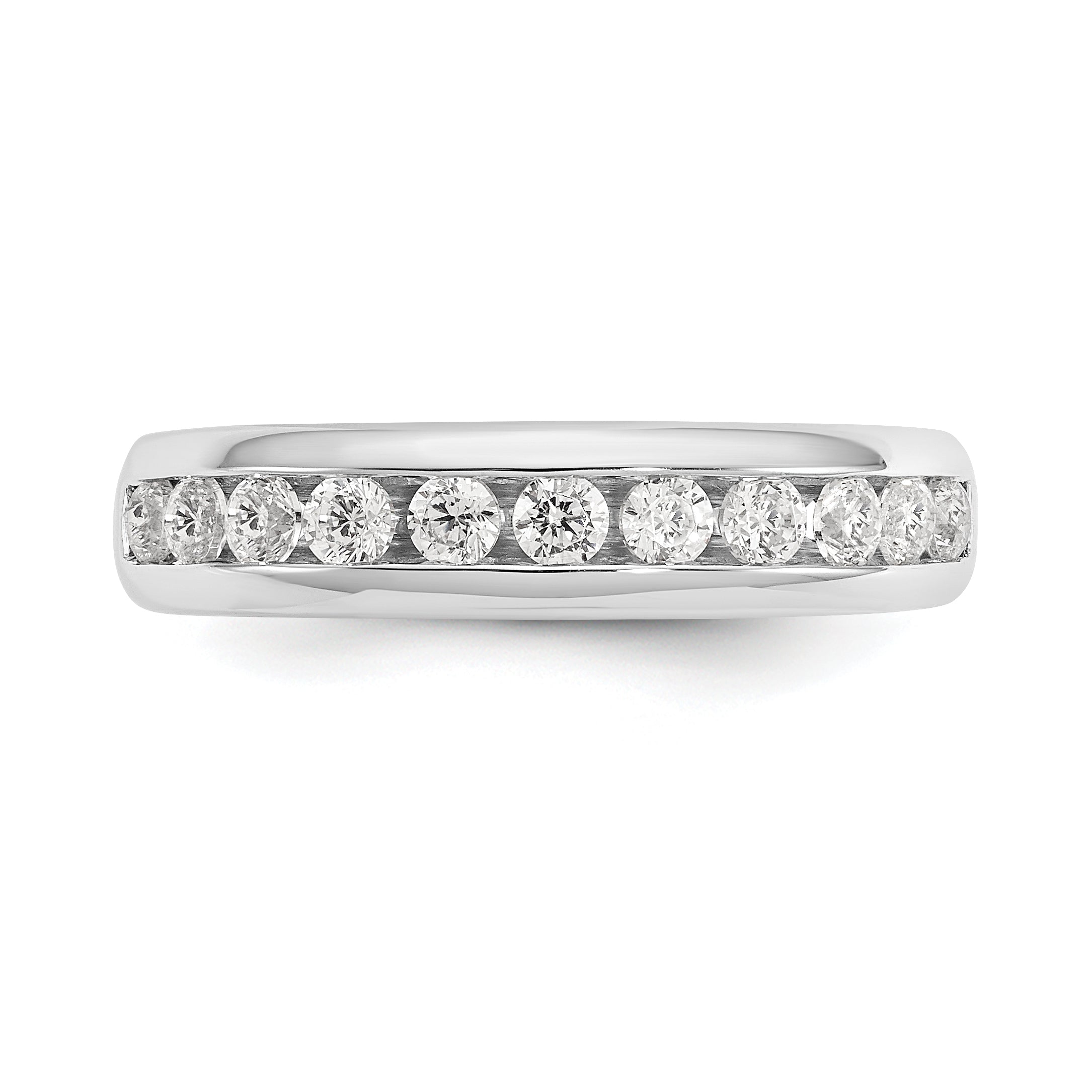 0.55ct. CZ Solid Real 14K White Gold 11-Stone Channel Wedding Band Ring