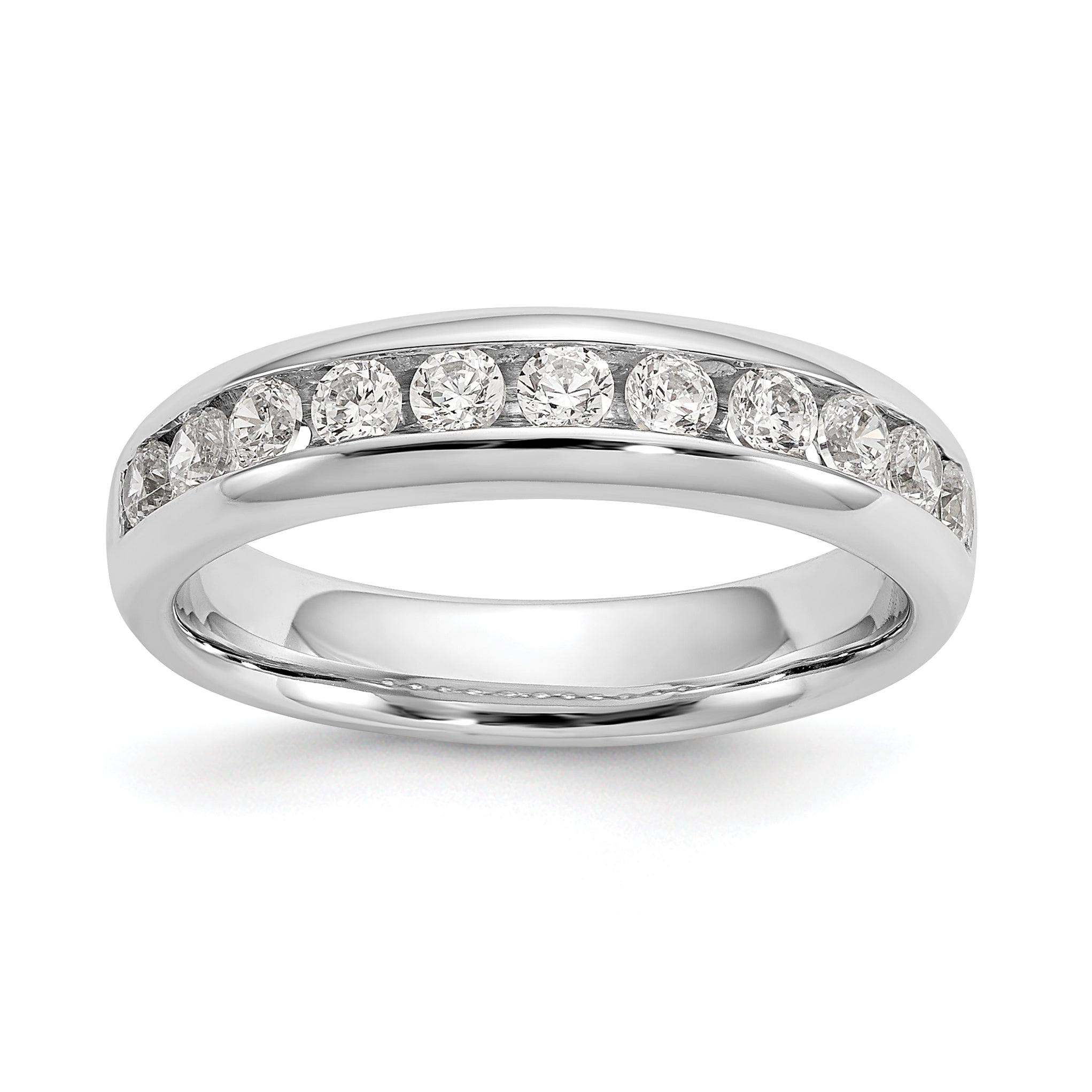 0.55ct. CZ Solid Real 14K White Gold 11-Stone Channel Wedding Band Ring