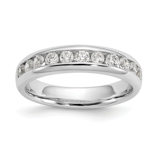 0.55ct. CZ Solid Real 14K White Gold 11-Stone Channel Wedding Band Ring