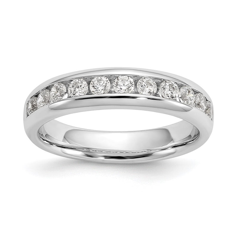 14K White Gold 11-Stone Real Diamond Channel Band