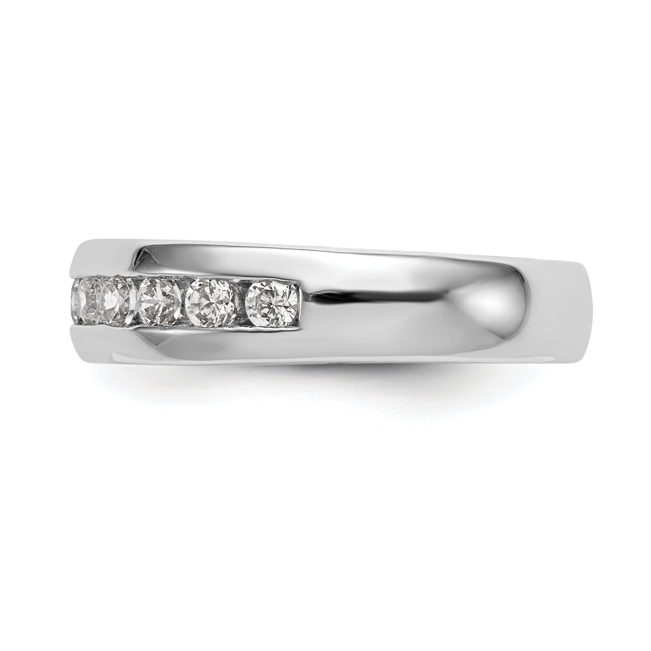 0.77ct. CZ Solid Real 14K White Gold 11-Stone Channel Wedding Band Ring