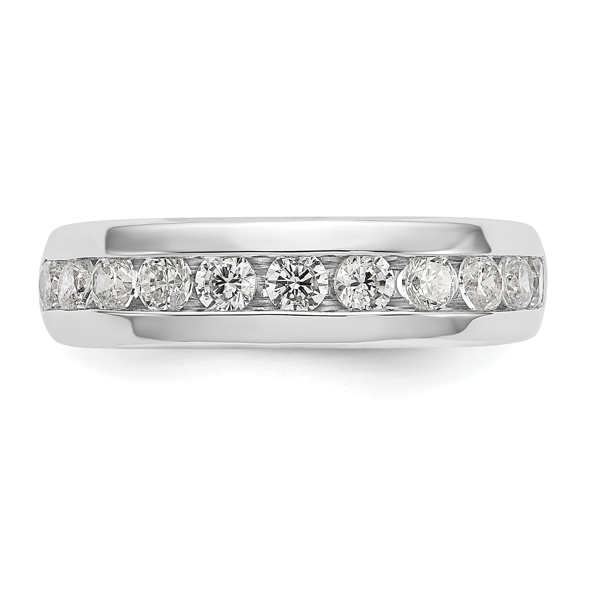 0.77ct. CZ Solid Real 14K White Gold 11-Stone Channel Wedding Band Ring