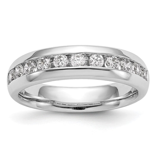 0.77ct. CZ Solid Real 14K White Gold 11-Stone Channel Wedding Band Ring