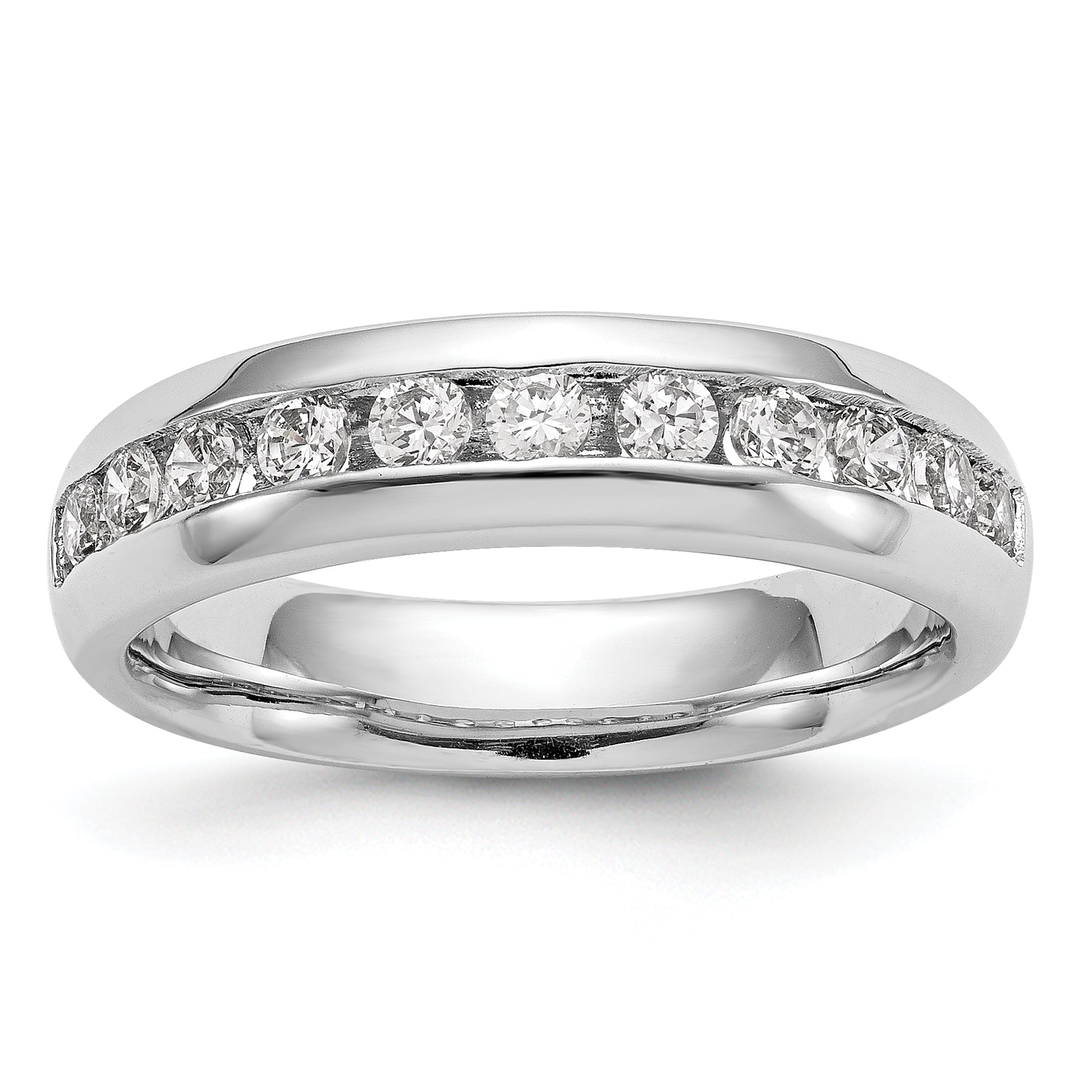 0.77ct. CZ Solid Real 14K White Gold 11-Stone Channel Wedding Band Ring