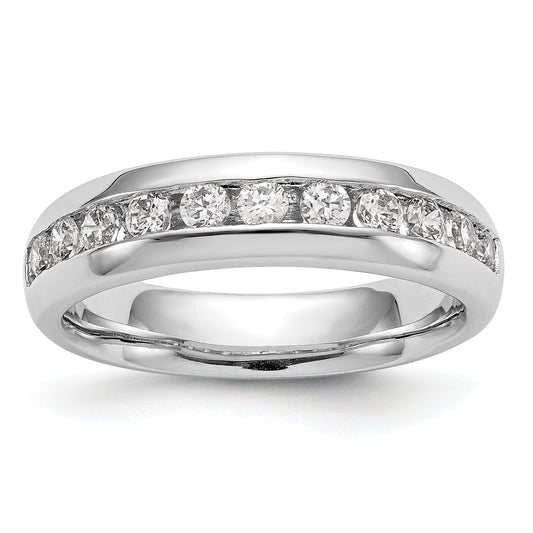 0.77ct. CZ Solid Real 14K White Gold 11-Stone Channel Wedding Band Ring