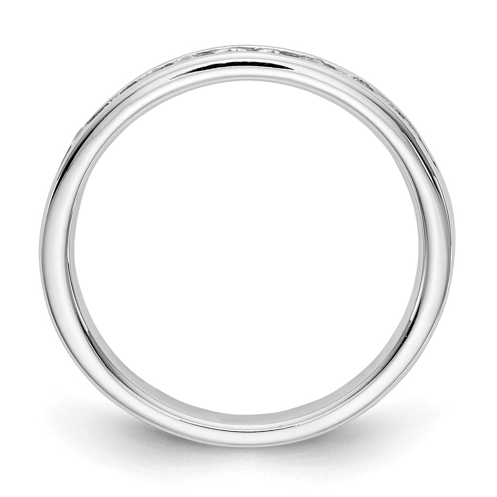 14K White Gold 11-Stone Real Diamond Channel Band