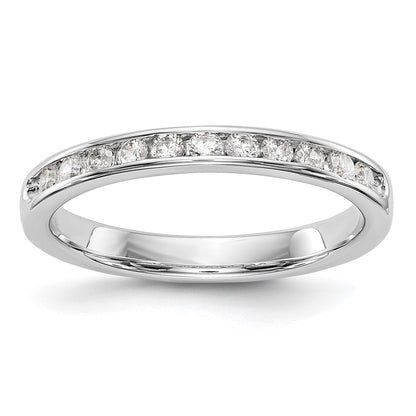 14K White Gold 11-Stone Real Diamond Channel Band