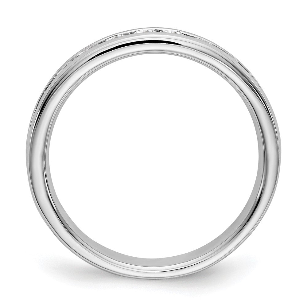 14K White Gold 11-Stone Real Diamond Channel Band