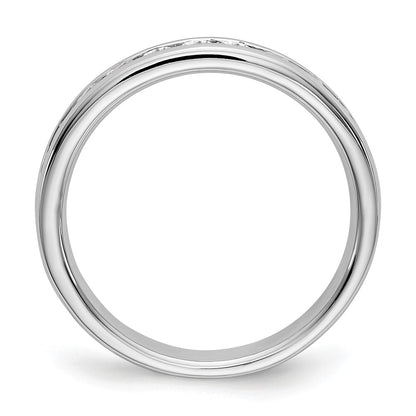 14K White Gold 11-Stone Real Diamond Channel Band