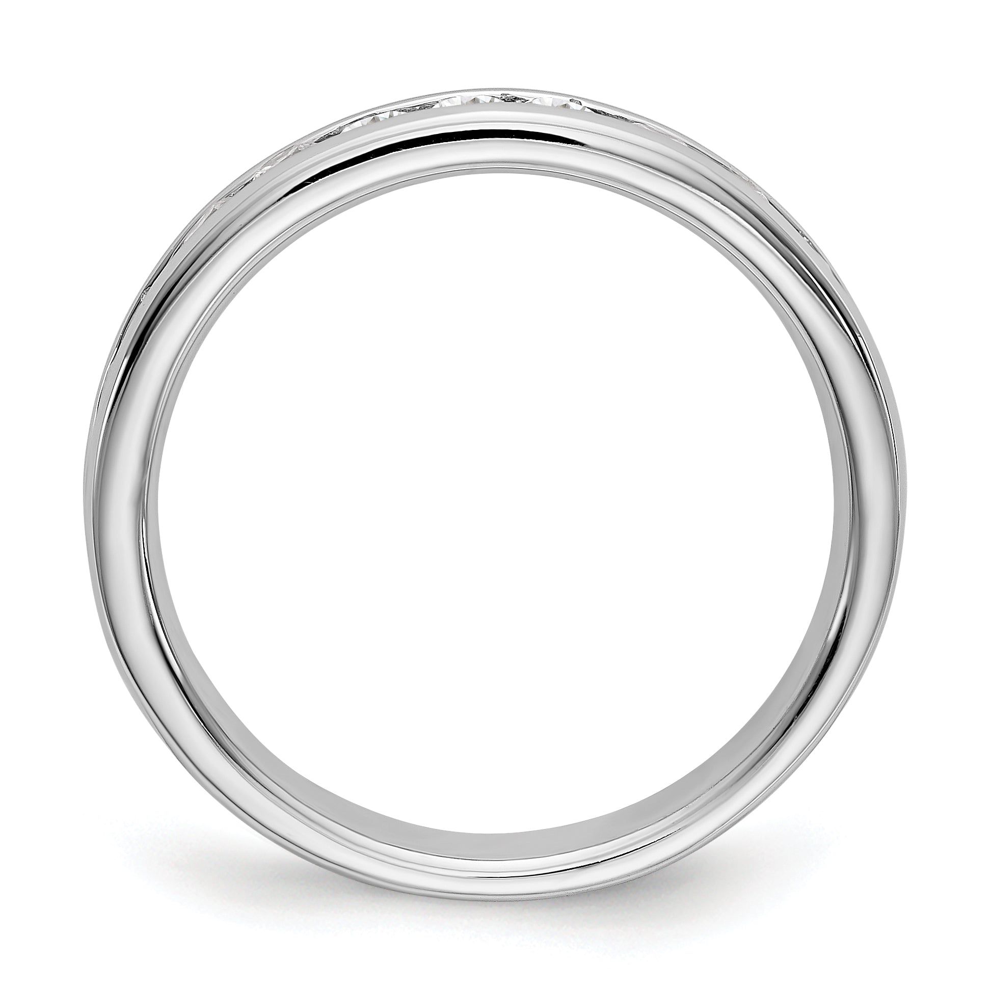 0.51ct. CZ Solid Real 14K White Gold 11-Stone Channel Wedding Band Ring
