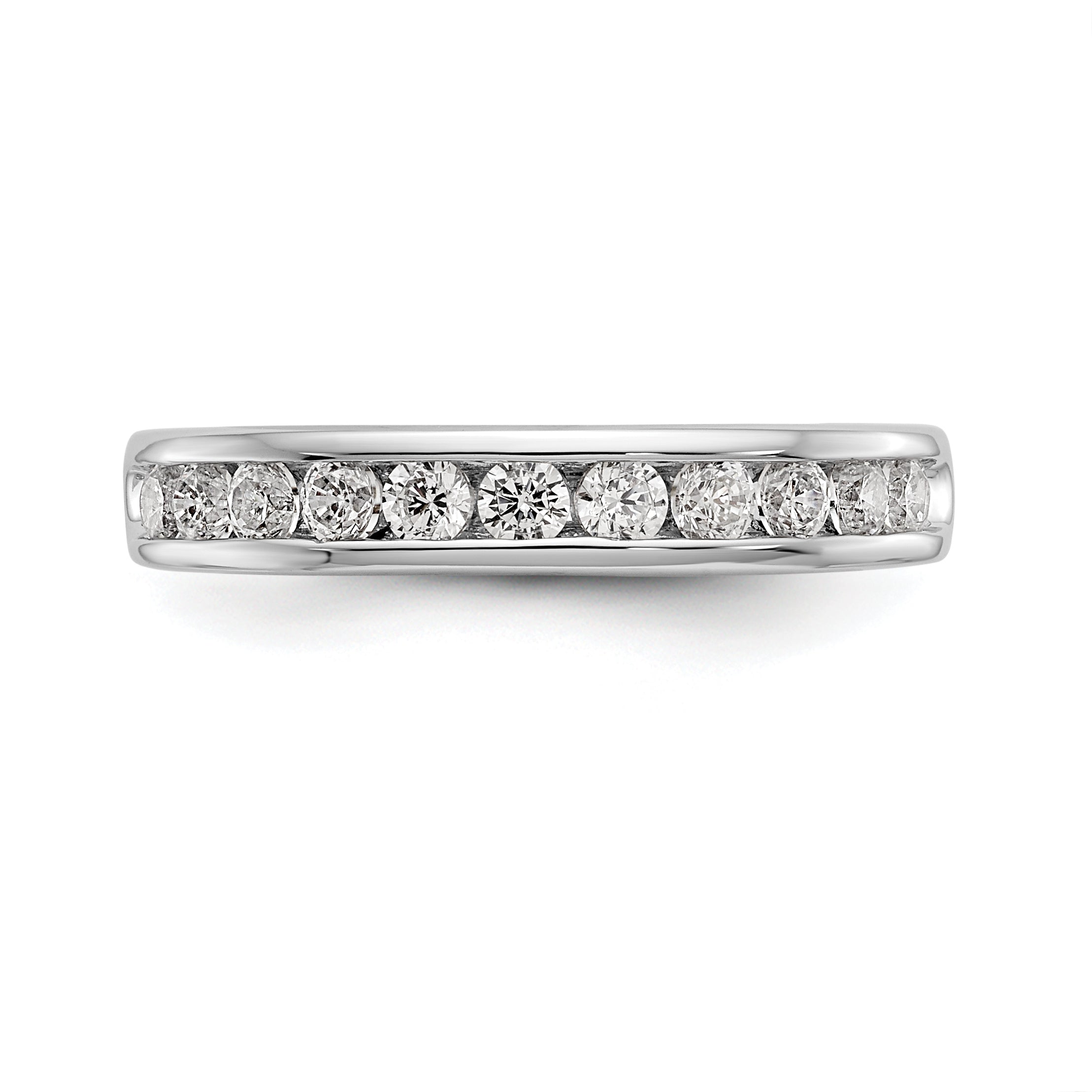 0.51ct. CZ Solid Real 14K White Gold 11-Stone Channel Wedding Band Ring