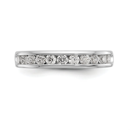 0.51ct. CZ Solid Real 14K White Gold 11-Stone Channel Wedding Band Ring