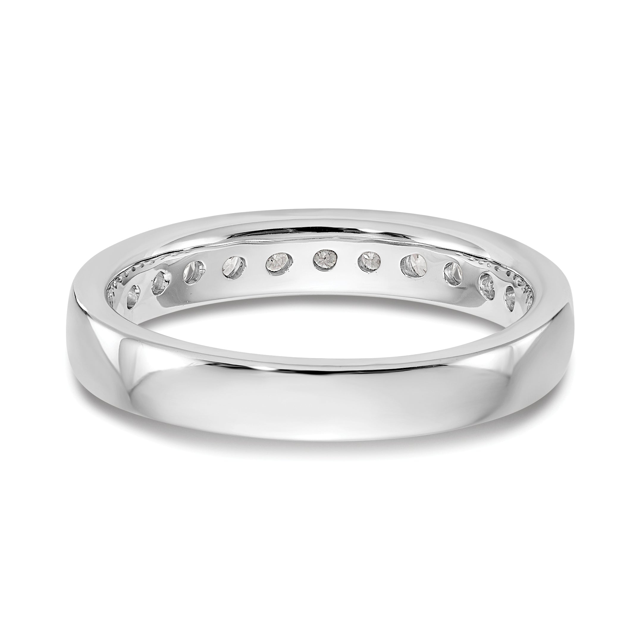 0.51ct. CZ Solid Real 14K White Gold 11-Stone Channel Wedding Band Ring