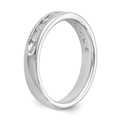 14K White Gold 11-Stone Real Diamond Channel Band