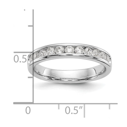 14K White Gold 11-Stone Real Diamond Channel Band
