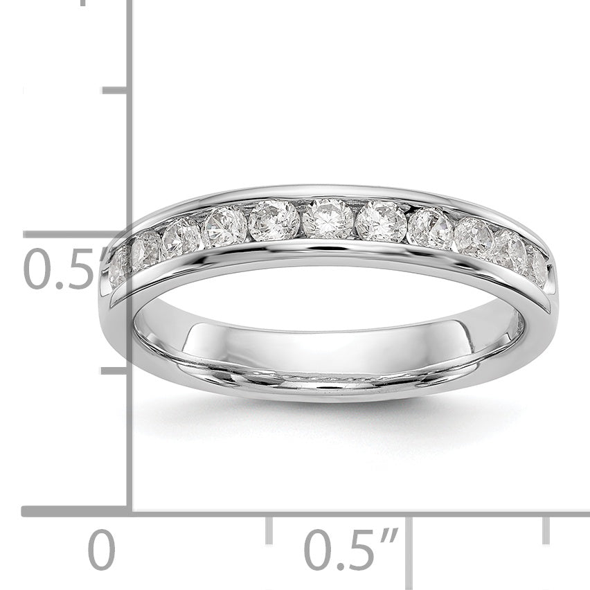 0.51ct. CZ Solid Real 14K White Gold 11-Stone Channel Wedding Band Ring