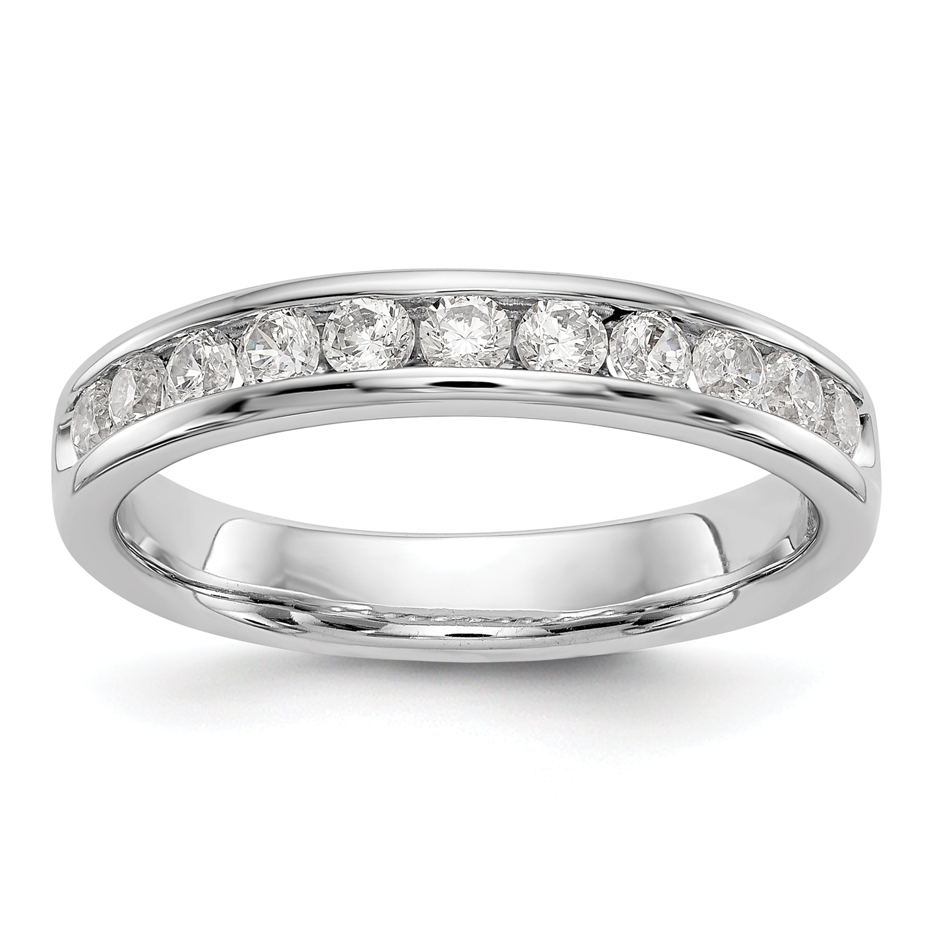 0.51ct. CZ Solid Real 14K White Gold 11-Stone Channel Wedding Band Ring