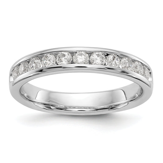 0.51ct. CZ Solid Real 14K White Gold 11-Stone Channel Wedding Band Ring