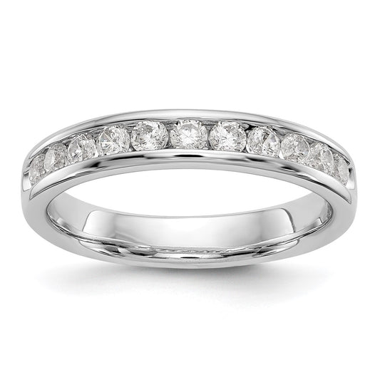 0.51ct. CZ Solid Real 14K White Gold 11-Stone Channel Wedding Band Ring