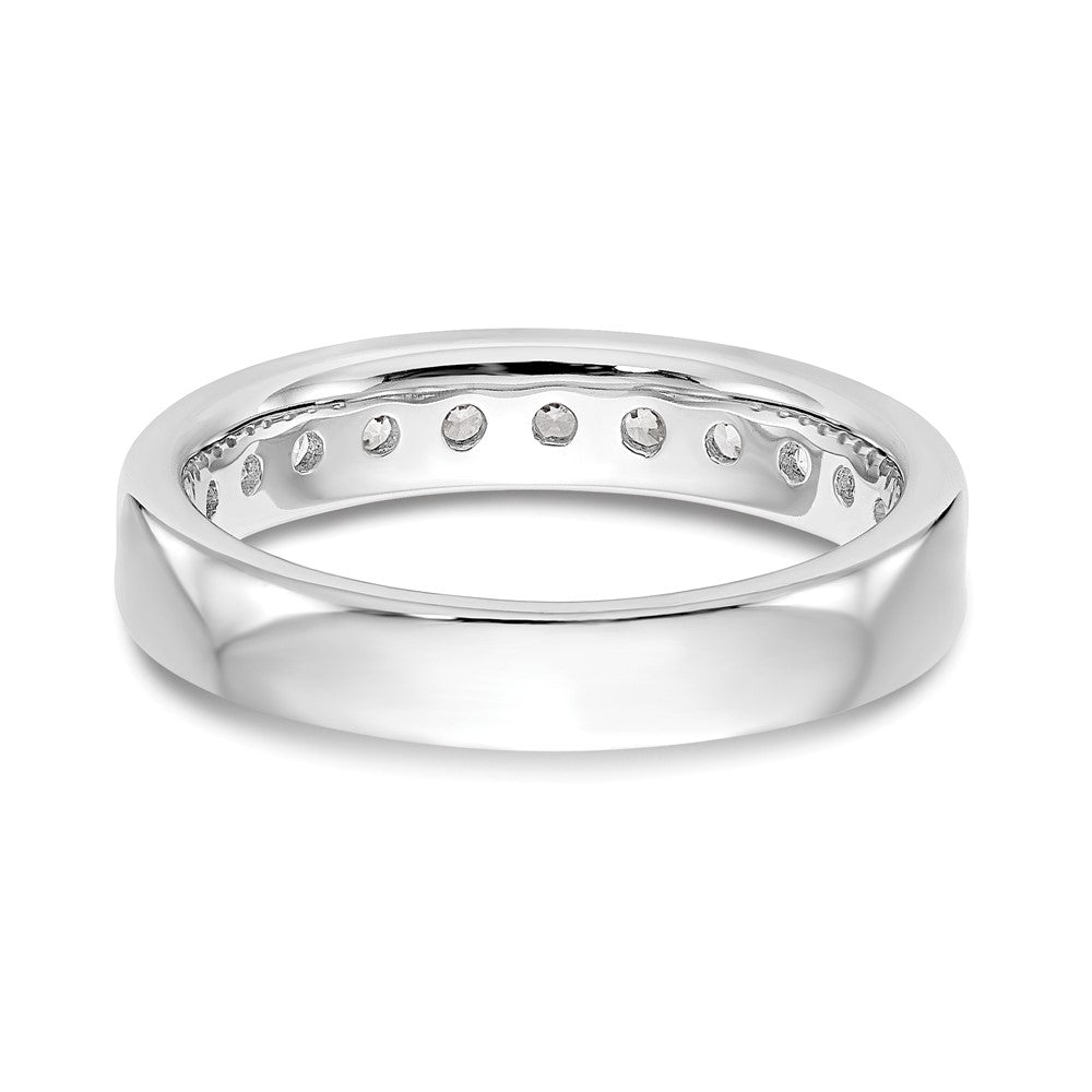14K White Gold 11-Stone Real Diamond Channel Band