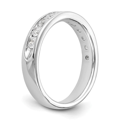 14K White Gold 11-Stone Real Diamond Channel Band