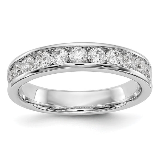 0.77ct. CZ Solid Real 14K White Gold 11-Stone Channel Wedding Band Ring