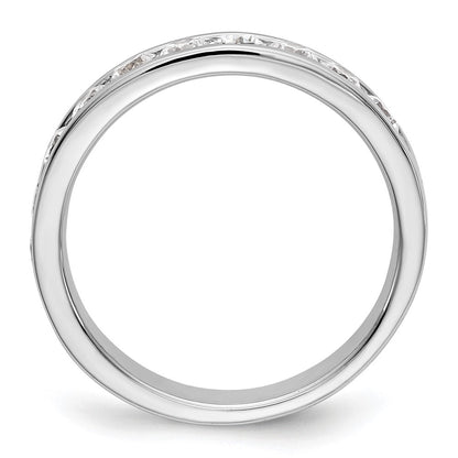 0.99ct. CZ Solid Real 14K White Gold 11-Stone Dia Channel Wedding Band Ring