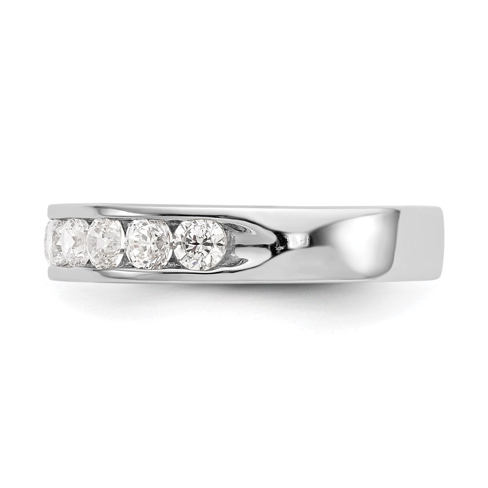 0.99ct. CZ Solid Real 14K White Gold 11-Stone Dia Channel Wedding Band Ring